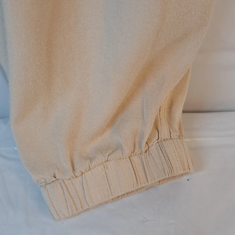NET 153 Joggers Cargo Beige Medium Rayon Drawstring Waist Lightweight - Picture 2 of 11